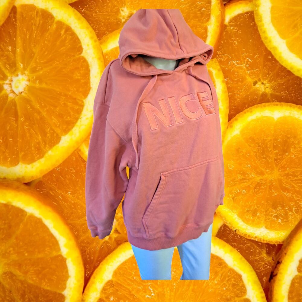 Nice Kicks Pink Salmon Hoodie Sweatshirt with‎ Nice on the Front Size Small